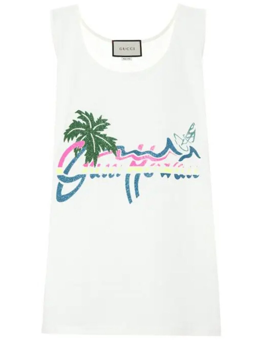 Gucci Hawaii Print Glitter Tank Top Size Medium